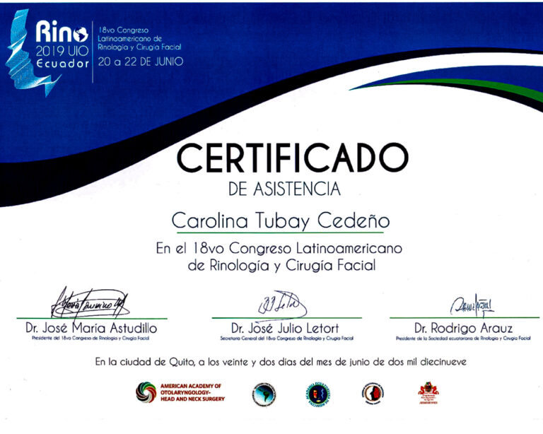 Dr. Darwin Serrano Zh. Dra. Carolina Tubay de S. Otorrinolagingologo, Otorrino. orlface. Manta. Salinas. Rinoplastia.
