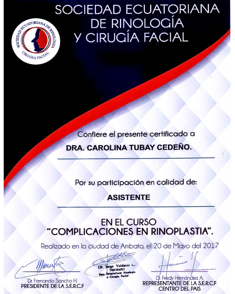 Dr. Darwin Serrano Zh. Dra. Carolina Tubay de S. Otorrinolagingologo, Otorrino. orlface. Manta. Salinas. Rinoplastia.