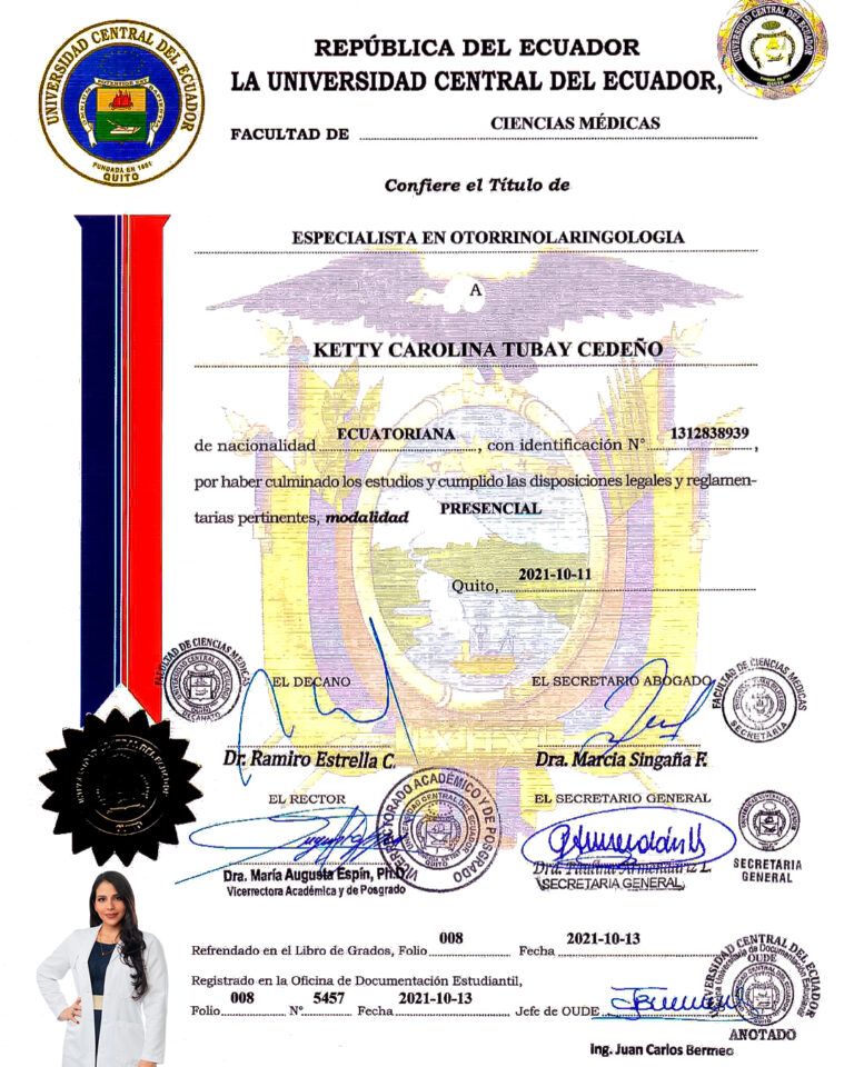 Dr. Darwin Serrano Zh. Dra. Carolina Tubay de S. Otorrinolagingologo, Otorrino. orlface. Manta. Salinas. Rinoplastia.