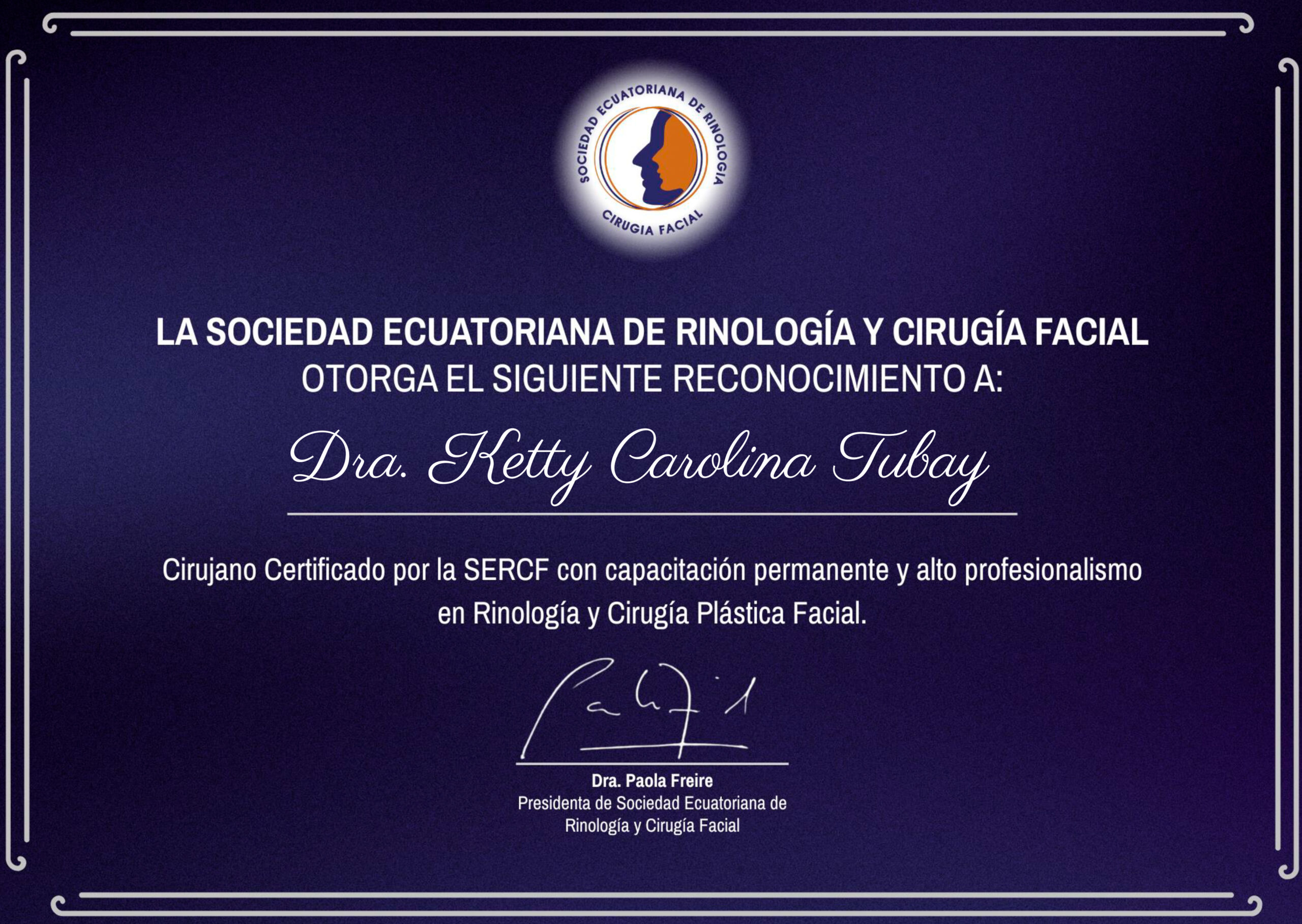 Dr. Darwin Serrano Zh. Dra. Carolina Tubay de S. Otorrinolagingologo, Otorrino. orlface. Manta. Salinas. Rinoplastia.