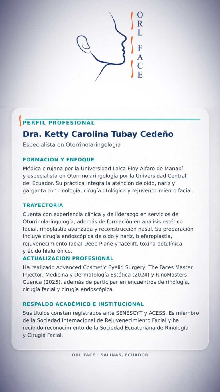 Dr. Darwin Serrano Zh. Dra. Carolina Tubay de S. Otorrinolagingologo, Otorrino. orlface. Manta. Salinas. Rinoplastia.