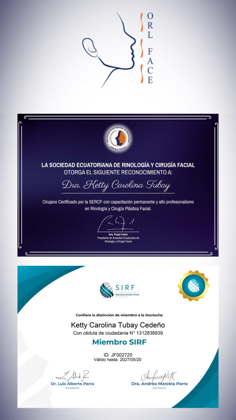 Dr. Darwin Serrano Zh. Dra. Carolina Tubay de S. Otorrinolagingologo, Otorrino. orlface. Manta. Salinas. Rinoplastia.